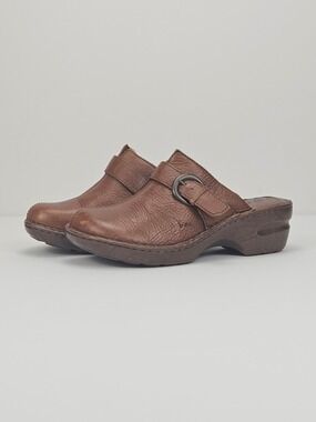 BOC Born Concept Brown Leather Clogs Mules Womens Size 9